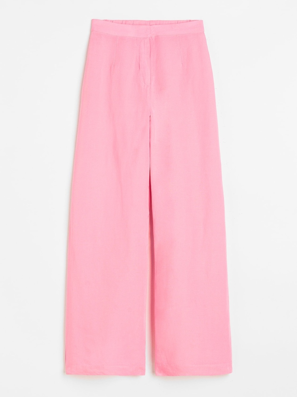HM linen Wide-Leg Pink Women's Trousers